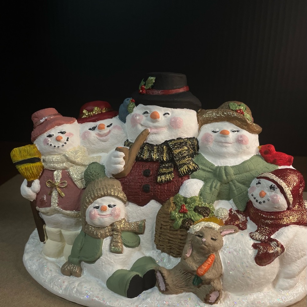 Hand painted Festive Snowman Family